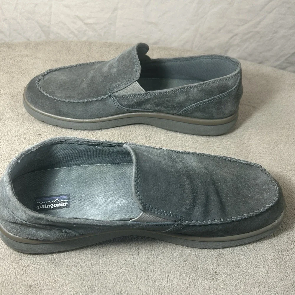 Patagonia Slip On Loafers Mens 12 Gray Suede Leather Moc Casual Shoes
